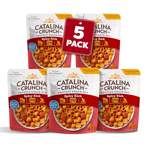 Image of Catalina Crunch Protein Snack Mix, Spicy Kick, 5.25 oz (Pack of 5) | 10g Protein, 1g Sugar per Serving, Good Source of Fiber, Gluten Free, Packaging May Vary