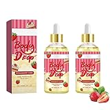 BlueBouff Body Juice Oil Strawberry Shortcake, Strawberry Pound Cake Body Oil Scented, Hydrating and Moisturizing for All Skin Types(60ML/2PCS)