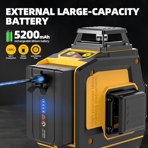 Image of SAVSEC HPE-6066 16 Lines Green Laser Level Pro - 4x360 4D Green Cross Self-Levelling Professional Laser Line for Construction with Two 360 Vertical /Horizontal Laser Level Pulse Mode