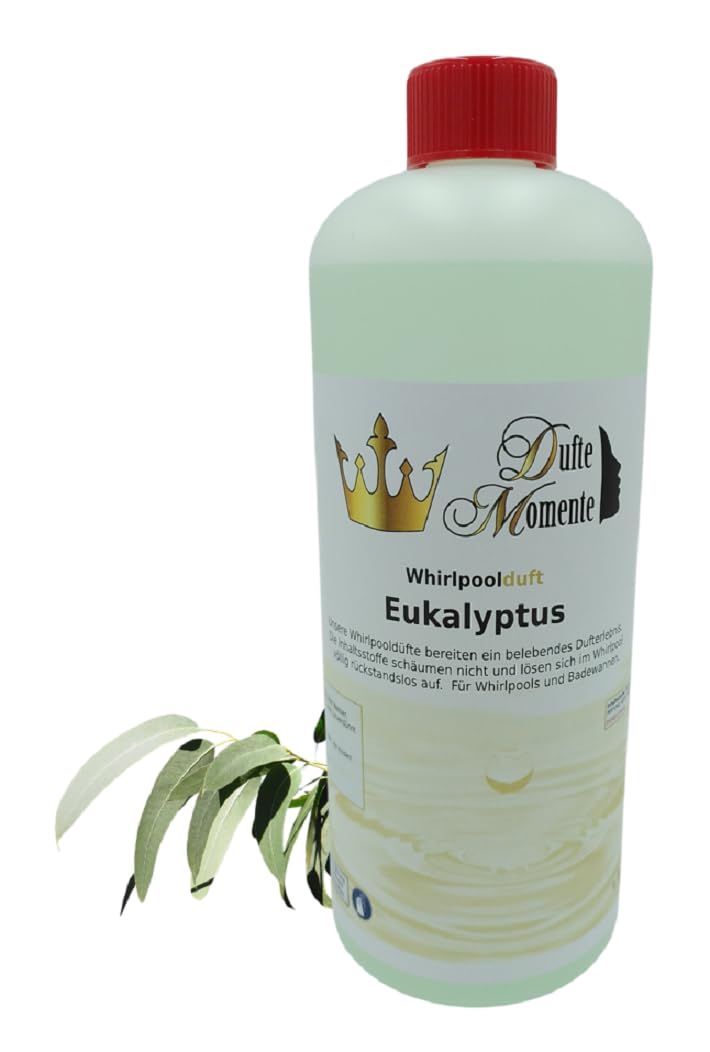 Dufte Momente | Whirlpool Duft Eukalyptus 1.000ml | mit naturreinen und natürlichen ätherischen Ölen | kein Schaum | vegan und ohne Tierversuche