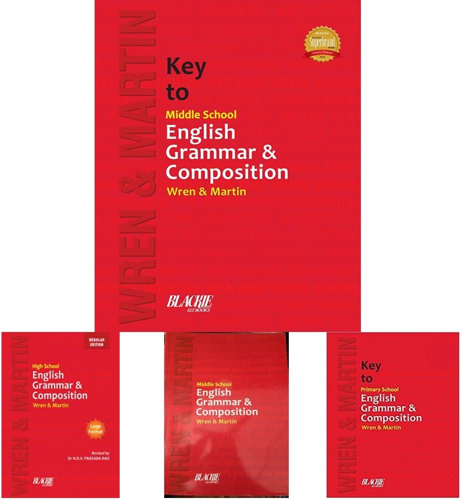 Key to Middle School English Grammar and Com&Key to Primary School English Grammar and Co&Middle School English Grammar and Compositio&Wren & Martin High School English Grammar an(Set of 4 Books) Product Bundle