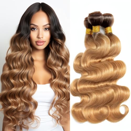 LOIUMGUU T4/27 Ombre Honey Blonde Body Wave Bundles 8 10