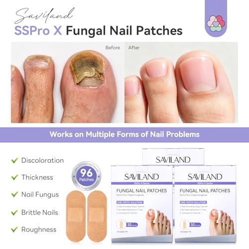 Image of SAVILAND Extra Strength Fungal Nail Patches FSA-HSA: 96 Patch 8H Overnight Repair 1% Tolnaftate Toenail Treatment Nighttime Nail Renewal Restores Damaged Nails Discolored Thick Yellow
