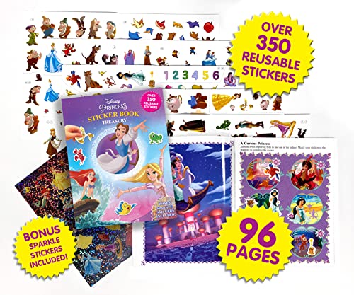 Disney Princess Sticker Book Treasury - Activity Books for kids, 350 reusable stickers, 96 pages of fun - Image 3