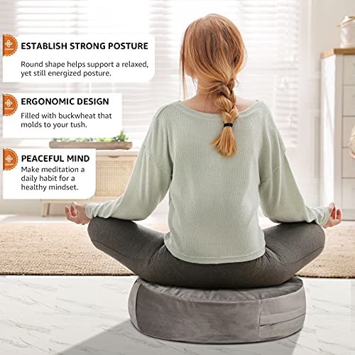 Overmont-Meditation-Cushion-Large-Velvet-Floor-Pillow-with-Extra-Cover-16x16x52-for-Sitting-on-Floor-Zafu-Accessories-Decor-Buckwheat-Yoga-Cushion