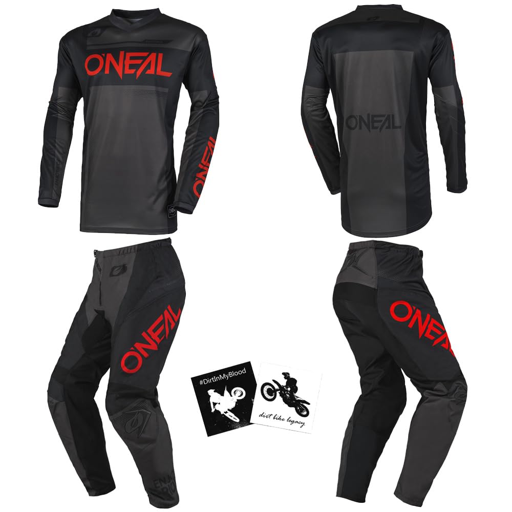 Dirt Bike Pants Men MX Outfit O'Neal Element Racewear Black Red