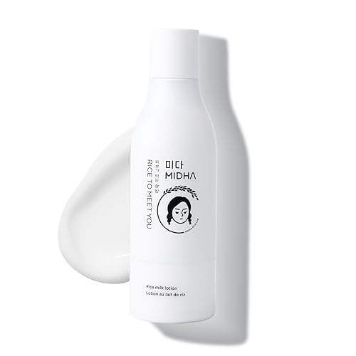 MIDHA Loción de leche de arroz, 6.76 onzas líquidas, hidratación profunda, cuidado calmante, nutrición ligera, textura suave de la piel, acabado