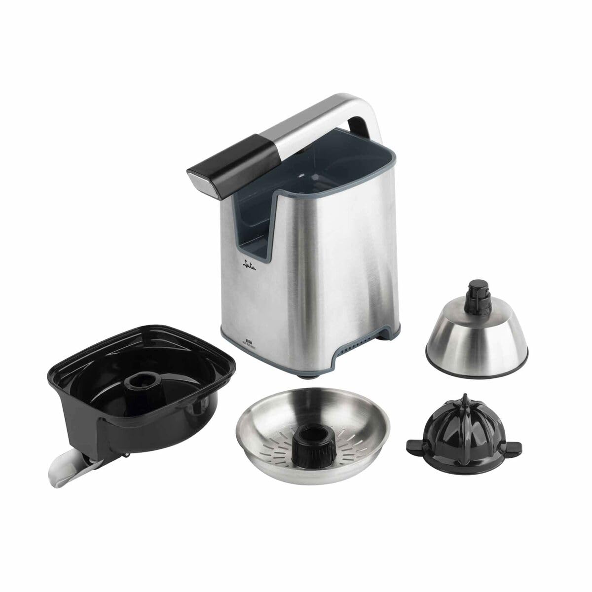 Jata JEEX1155 - Spremiagrumi per arance, elettrico, 600 W, con braccio. Doppio cono per tutti i tipi di frutta. Rimovibile. Facile da pulire. Silenzioso. Corpo in acciaio inox.