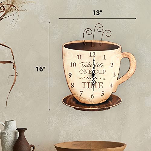 Youngs-Inc-Wood-One-Cup-at-a-Time-Wall-Clock-Wall-Clocks-for-Living-Room-Decor-Functional-and-Decorative-Beach-Lake-and-Farmhouse-Wall-Clock-13-W-x-155-H Youngs Inc Wood One Cup at a Time Wall Clock Wall Clocks for Living Room Decor Functional and Decorative Beach Lake and Farmhouse Wall Clock 13 W x 155 H