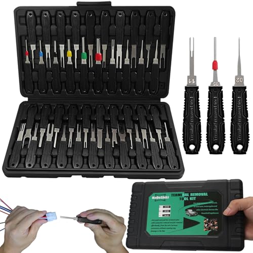 XLWJBES Terminal Removal Tool Kit - 41pcs Electrical Pin Removal Tools Automotive Depinning Tool Kit with Blow-Molded Case for Most Connector Black