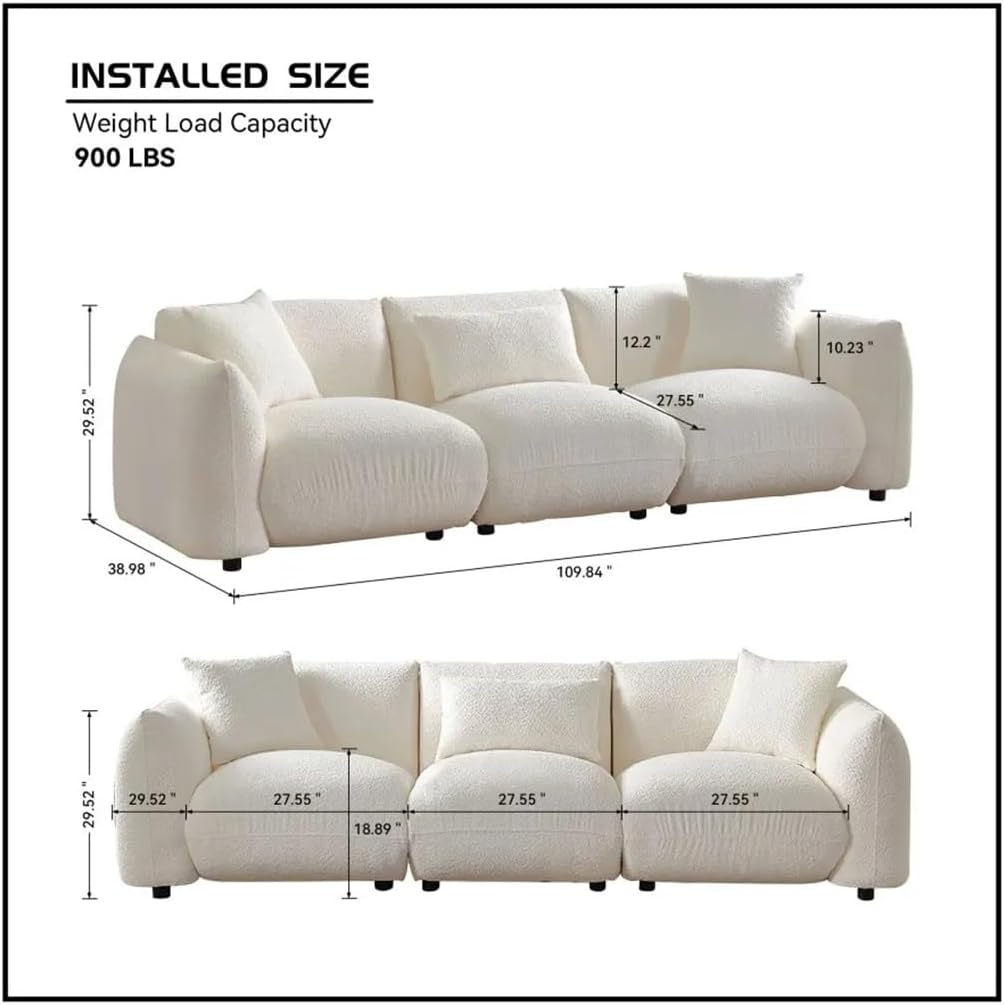 Living Room Sofa,Soft Lambswool Fabric 3-Seater,Couch,Comfortable for Livingroom,Beige