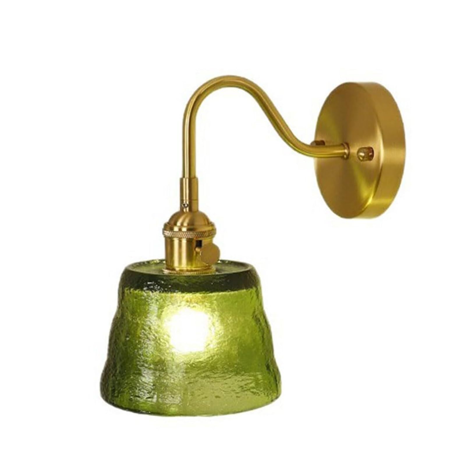 HUAYUSEDF Vintage Gooseneck Glass E27 Brass Wall Sconce for Living Room Bedroom Bedside Bar Farmhouse(Green)