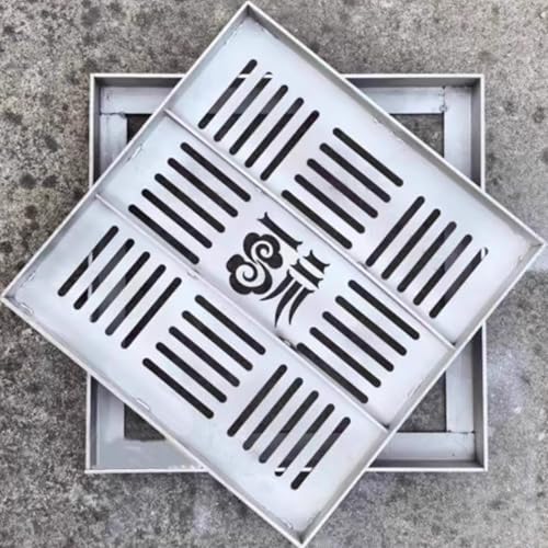 Osłona odpływowa ze stali nierdzewnej 304 na podwórko, patio i do ogrodu, system rusztu drenażowego (15 x 15 x 2 cm)