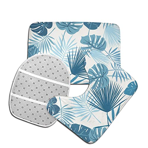 DIRYKILP Badematte + Konturmatte + Toilettendeckelbezug, Palmblätter 3 Stück Badematte Set, mit rutschfester Klebeunterseite – Bild 5