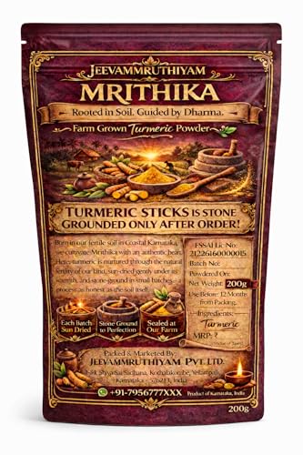 Image of Turmeric Powder | Sun-Dried Haldi Powder | High Curcumin Manjalpodi | TURMERIC Stone-Grounded only after order | Pesticide-Free Arishina, No Additives Pasupu | MRITHIKA Farm-Grown curcuma longa Coastal Karnataka 500gm