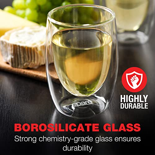 Eparé Stemless Wine Glasses - 13 Oz Set Of 2 Double-Walled Hand Blown No Stem Wine Glasses - Stemless Red & White Clear Wine Glass Tumblers For Wedding #TOP4