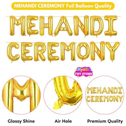 Image of Mehandi Ceremony Banner Gold for Wedding Home Boys Girls Men Women Foil Balloon Decoration Decor Celebration Golden