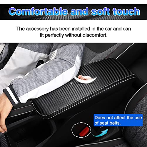 Image of Autorder Center Console Cover for Chevy /Chevrolet Trailblazer 2021-2025 2026 Accessories Carbon Fiber Armrest Cover Anti-Scratch Middle Console Pad Leather Armrest Protector