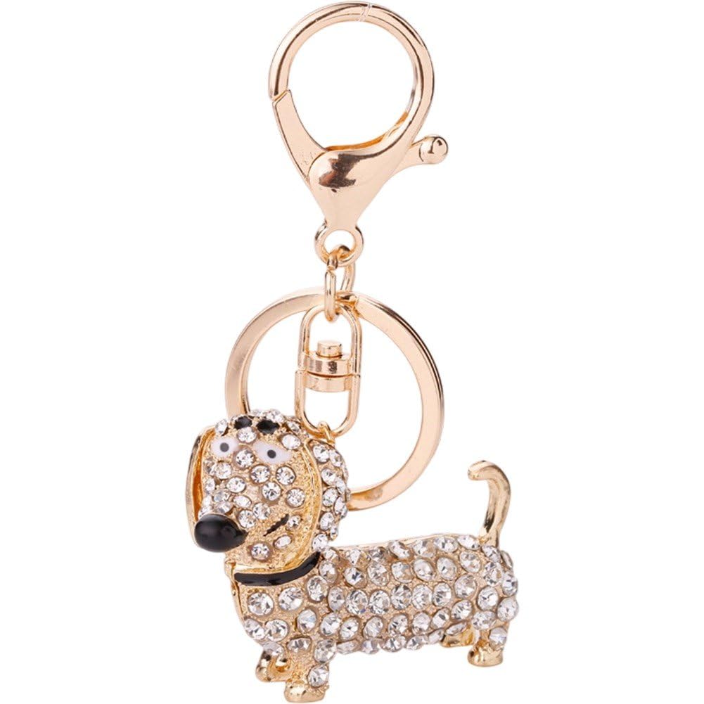 Hrippy Rhinestone Alloy Dachshund Keychain, Animal Pendant Bag Charm for Women Backpack Handbag Fashion Decor Use