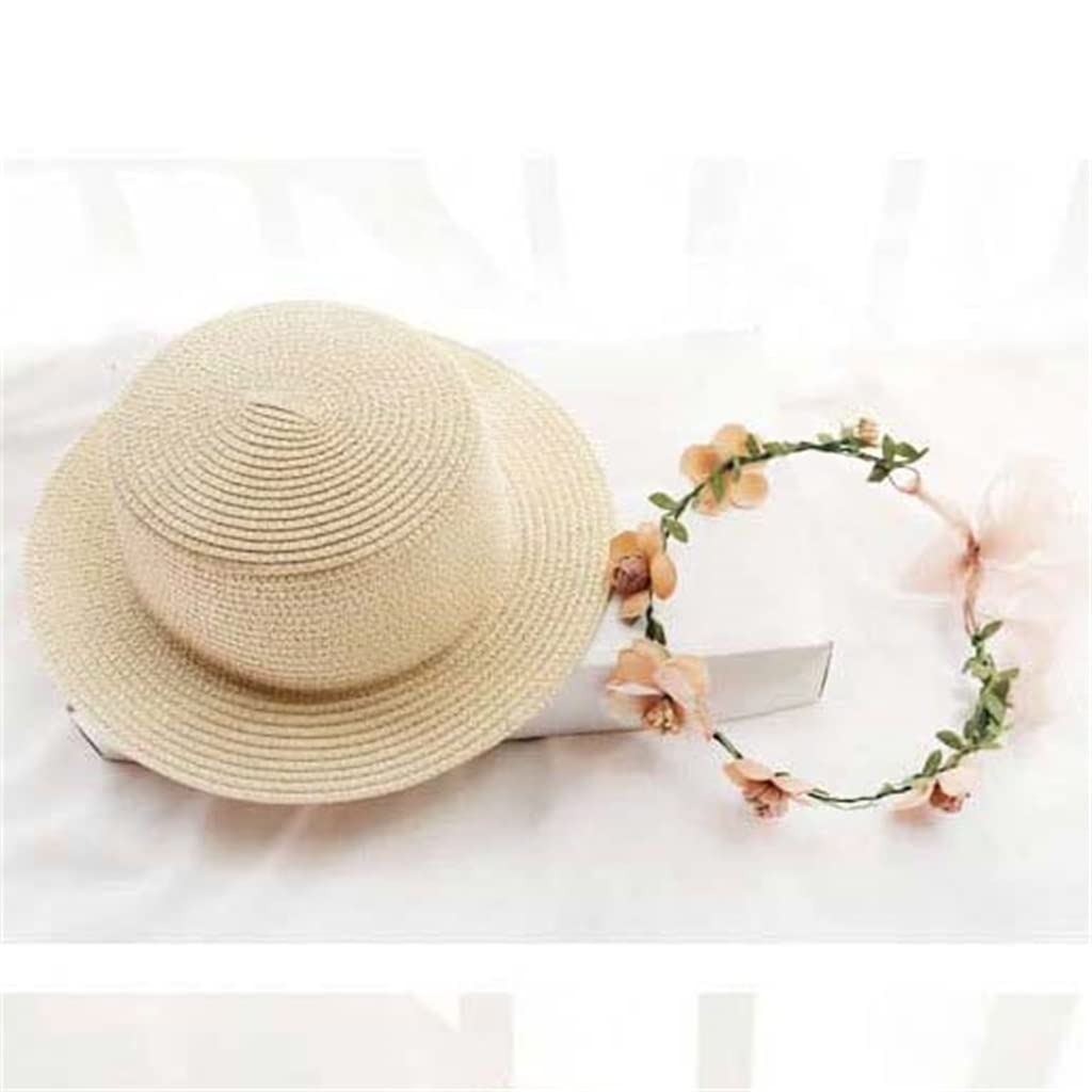 Garland Sombrero de Paja Sombrero para el Sol Plegable Verano Mujer Protector Solar Sombrilla Junto al mar Sombrero de Playa (Color : B, Size : 56-58cm) (B 6 7/8)