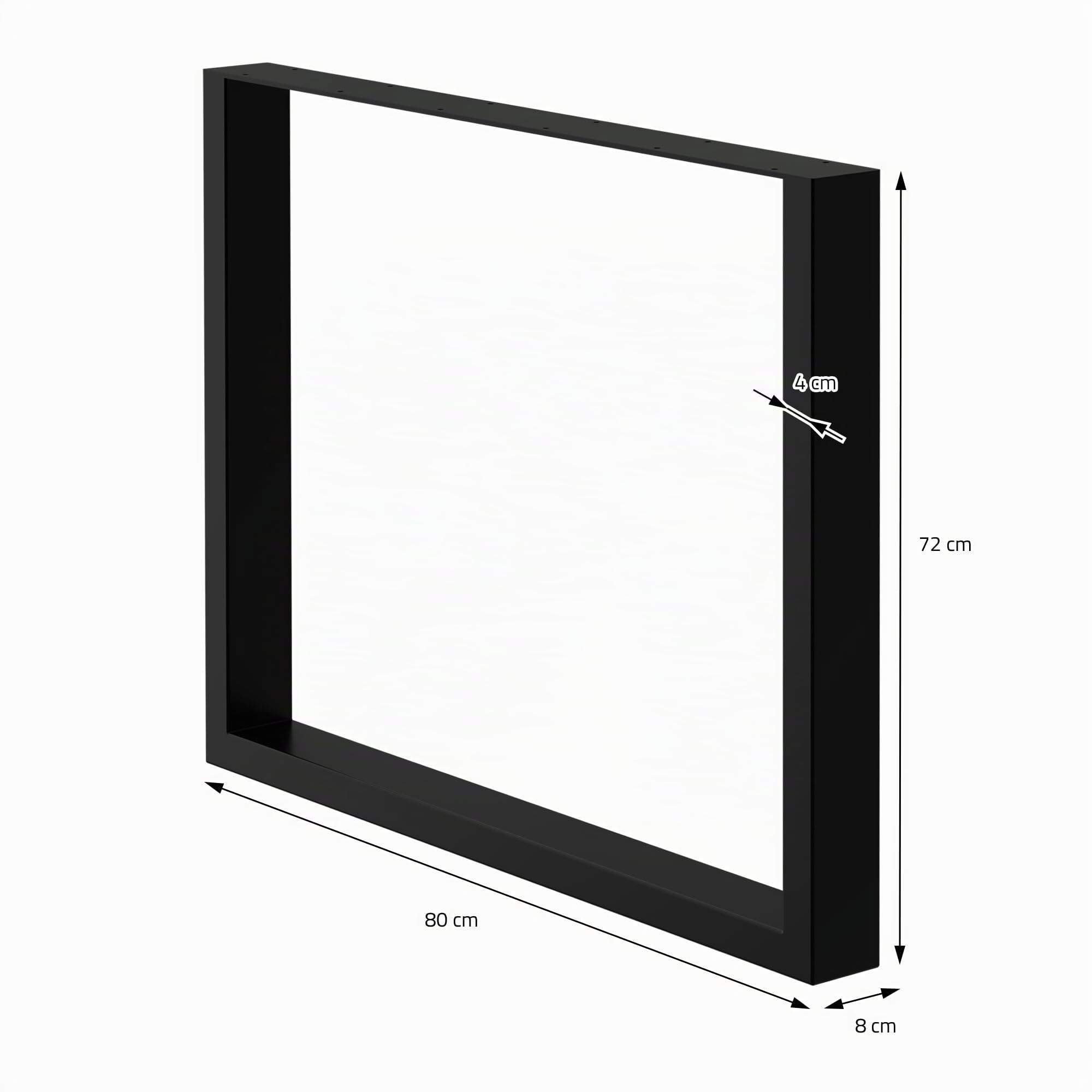 ECD Germany 2X Conjunto de Patas de Mesa Industriales Negro Pies de Escritorio Banqueta Modernos Estables 80 x 72 cm Marco Protección Soportes Perfiles de Acero Suelo para Cocina Oficina Comedor