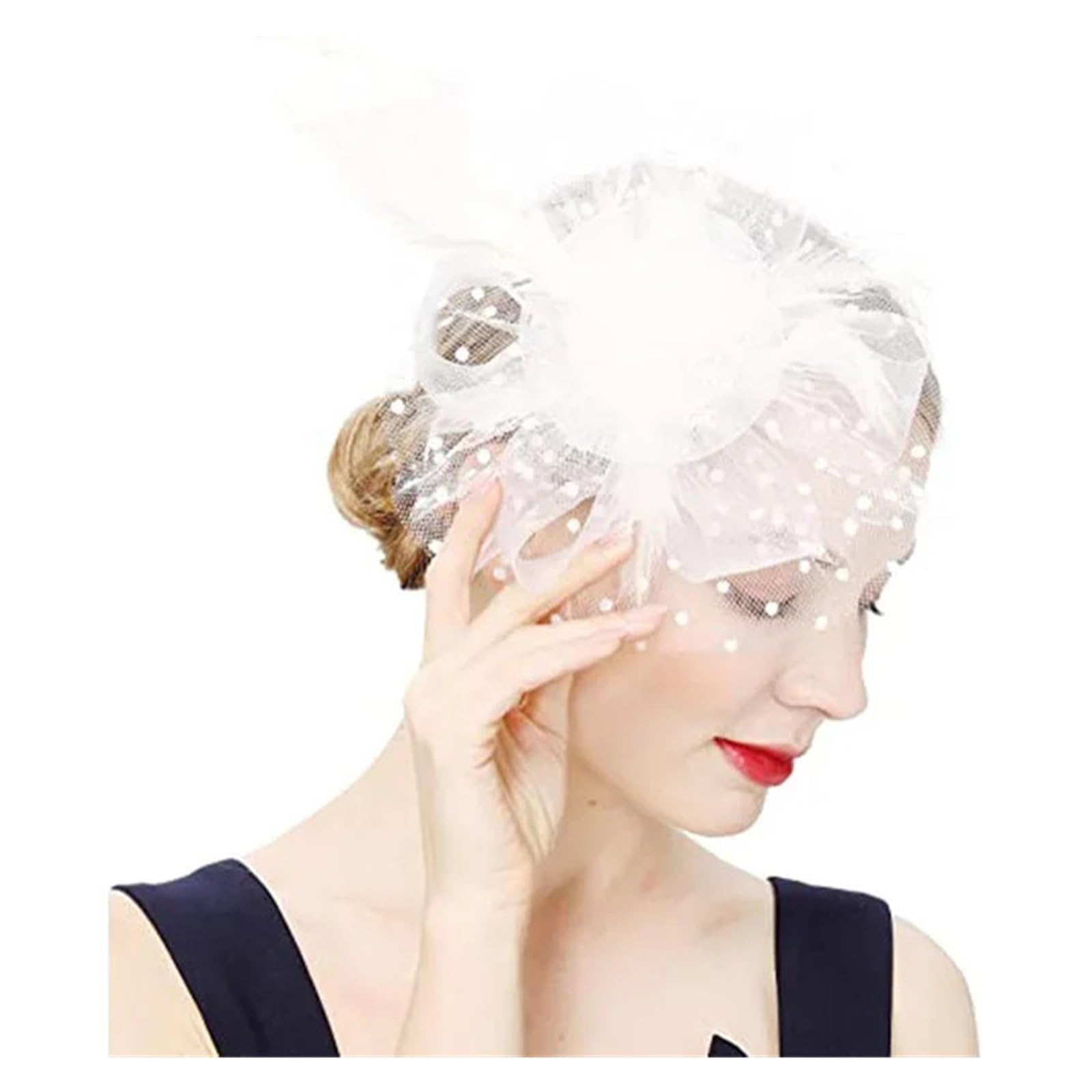 UALXPAO Wedding Hats Vintage Fascinators For Women Ascinator Hats For Wedding And Church Headband Hat Caps Tea Party for Tea Party,Weddings(WHITE)