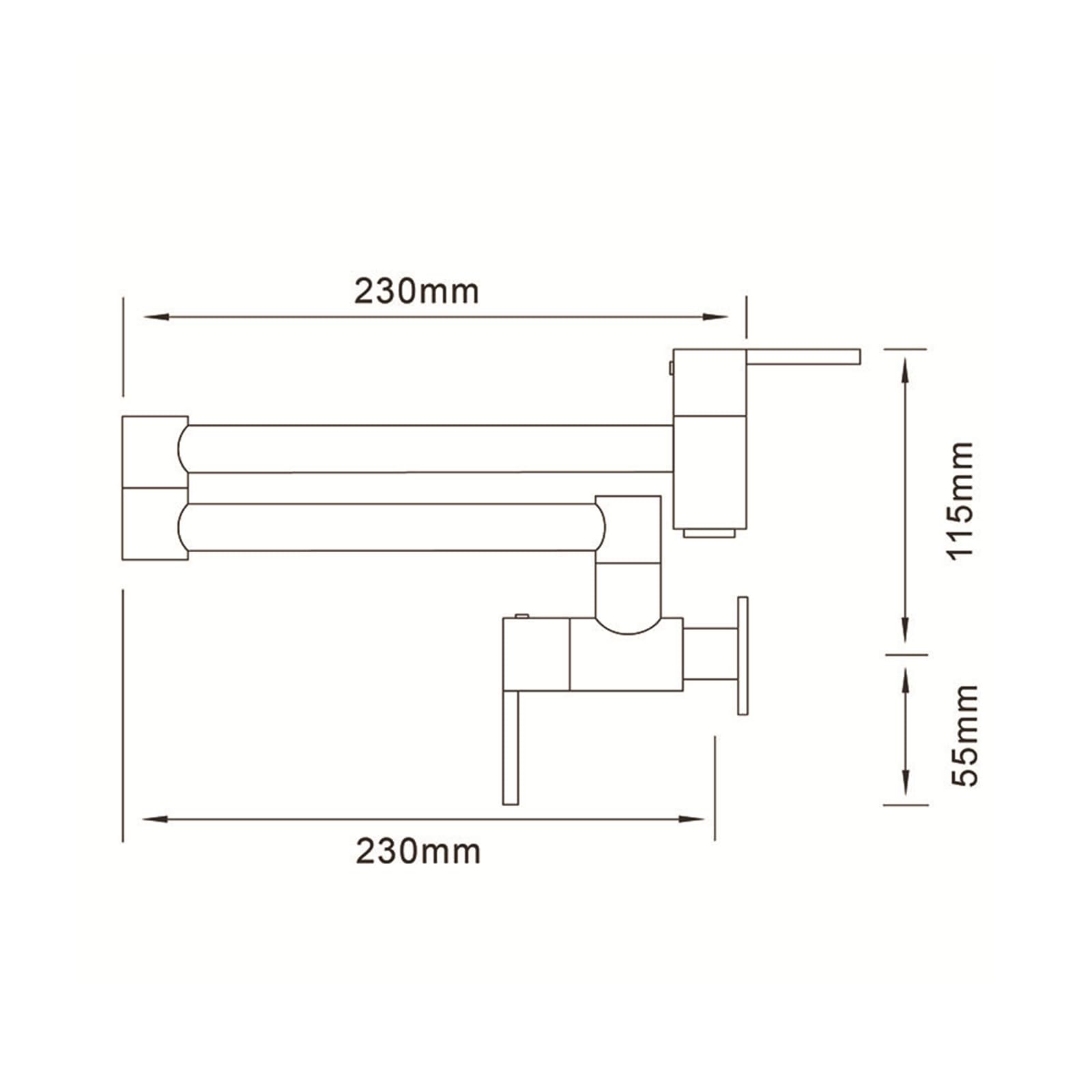 Grifo de Llenado de Ollas para Cocina Grifo de Cocina de Latón con Brazo Oscilante Doble Plegable de Refrigeración Individual Montado en La Pared,Negro