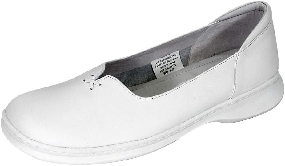 24 Hour Comfort Kallie (1024) Women's Wide Width Leather Comfort Slip-On Shoes White 12