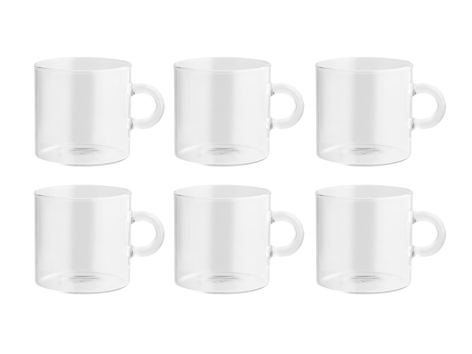 H&H Nuvola Set of 6 Borosilicate Tea Cups, Without Saucer, 225 cc