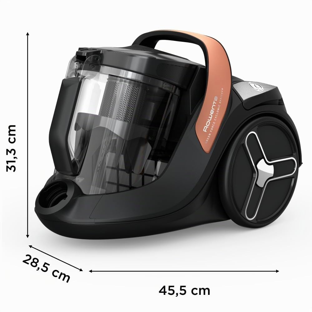 Rowenta Green Force Cyclonic Effitech, Aspirapolvere A Traino Senza Sacco, Modello Parquet, Pulizia a Basso Consumo Energetico, Realizzato in Plastica Riciclata, Riciclabile, Silenzioso, RO7C30