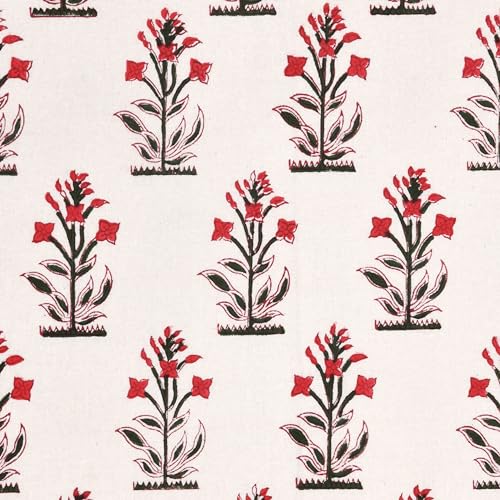 Image of BLOCKS OF INDIA Hand Block Printed Cotton Daylight Curtains with Eyelets(Set of 2 Curtains, Block 5, 7 Feet /Door, Semi Sheer, Multicolor)