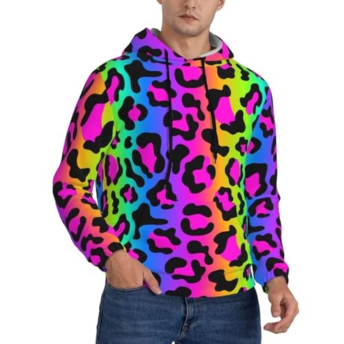 Hoodies For Men - Rainbow Leopard Bright Print Long Sleeve Casual Men'S Hoodies & Sweatshirts Pullover With Pocket