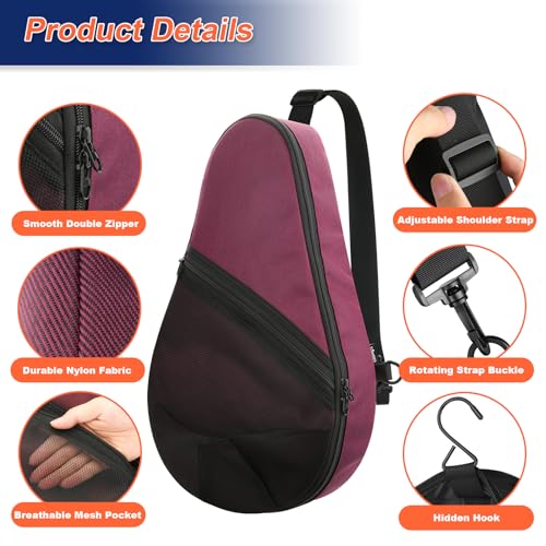 Image of Cosmos Padel Racket Bag Pickleball Paddle Sling Backpack Padel Racquet Storage Bag, Padel (Paddel Tennis) Equipment Carrying Bag with Mesh Pocket for 2 Paddles Ball Water Bottle & Accessory