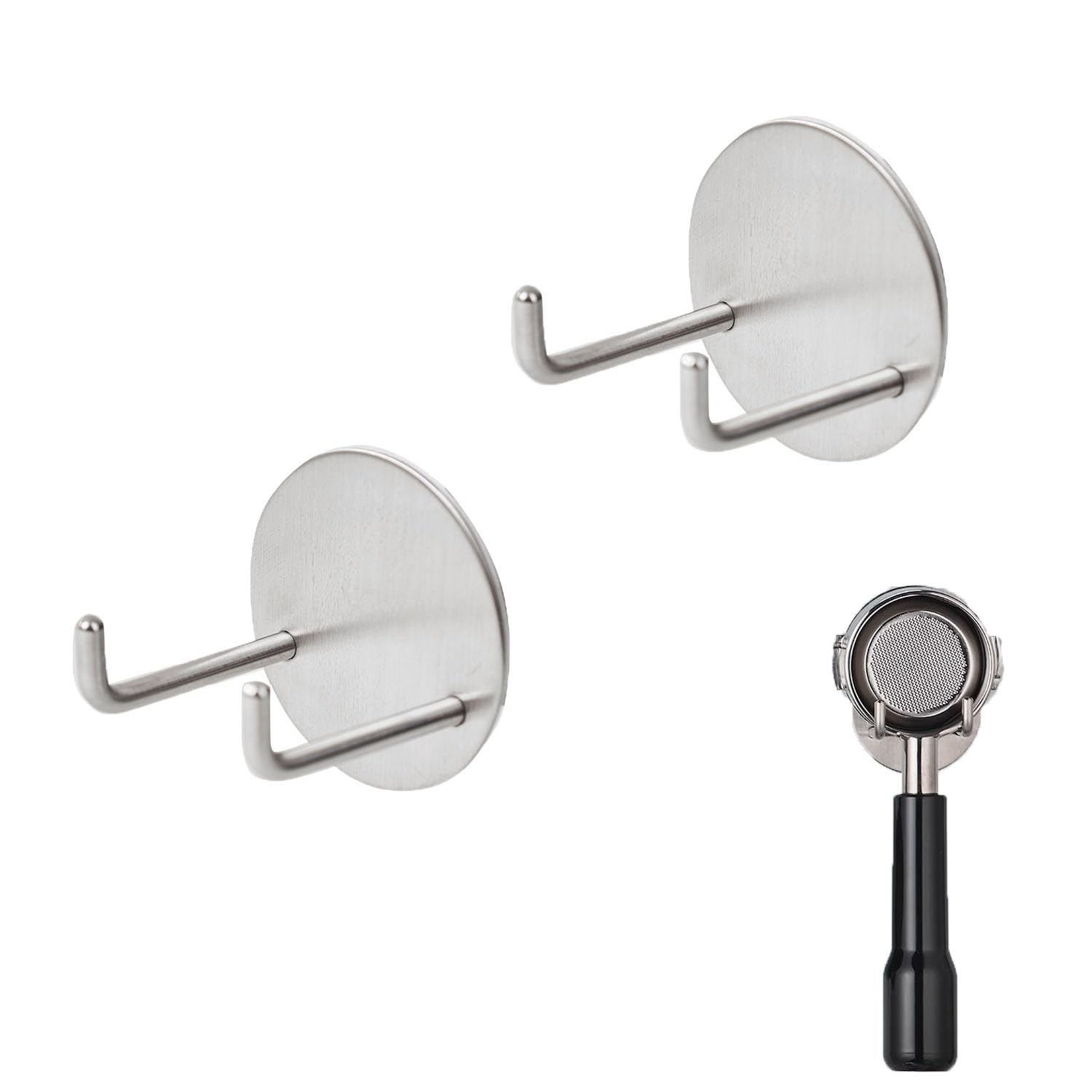 2 Pack Portafilter Holder Self-Adhesive Wall Mount Rack Espresso Tamper Holder Stand Organizer for Bottomless Portafilter Breville Espresso Machine Barista Coffee Tamper