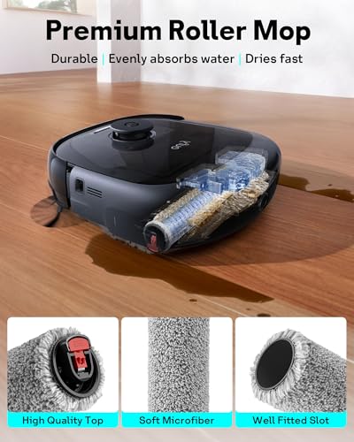 Image of Leemone E25 Replacement Roller Mop for eufy E25 /E28 / S1 / S1 Pro / S2 Omni | 2 Pack E25 Roller Mop for Hardwood Tile Marble Carpet Floors, Soft Microfiber Roller Mop, Washable & Reusable, Easy Install