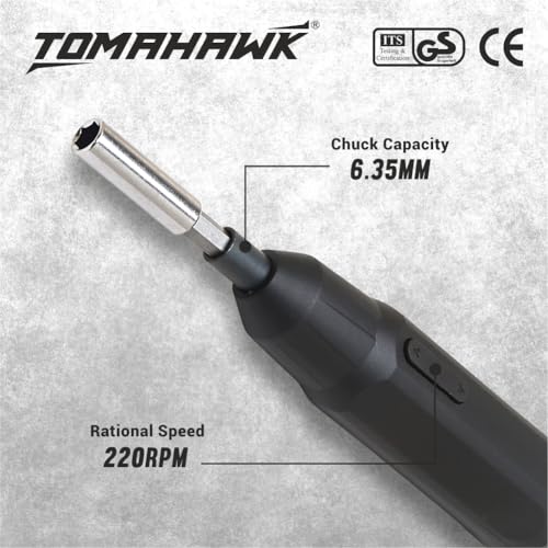 Image of TOMAHAWK T-SD-36pc 36-Piece Multipurpose Mini Handheld Screwdriver Set for Home-3.6V, Compact Reversible LED Indicator Electric Screwdriver for RC, Laptop, Phone, Computer Electronics(Color May Vary)