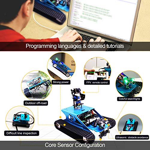 Yahboom Raspberry Pi Robotic Professional Starter Kit With Camera Programmable Ai Electronic Diy Tank Robot Kit For Teens Adults Compatible Pi 4 B Model 3B+ #TOP3