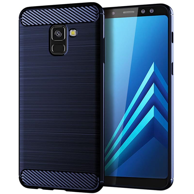 Image of Hybrid Carbon Fiber Back Case for Samsung Galaxy A8 Plus 2018 (Blue)