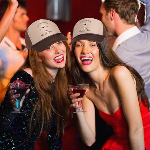 Image of Hercicy 2 Pcs Trucker Hat Tini Time Baseball Hat Mesh Adjustable Party Club Cap for Bachelor Bachelorette (Brown)