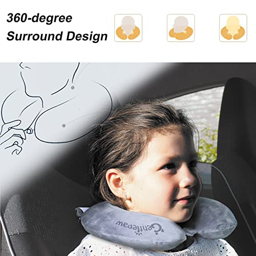 U-förmige Elastizität Reisekissen, Nackenstützkissen, Weiche Nackenkissen, Ergonomisches Nackenhörnchen für Erwachsene & Kinder - Flugzeug Zug, Bus, Auto, Büro, for Adults, Children, Kids (Grau) - Image 5