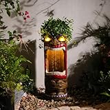Sunlinua 31H Modern Tiki Water Fountain with LED Light Garden Cascading Waterfall Feature for Indoor or Outdoor Cascading Waterfall for Relaxing Garden Patio Backyard Deck Porch or Bar
