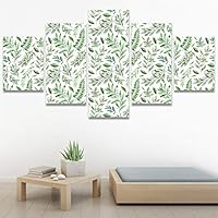 SIGNWIN 5 Panel Canvas Wall Art Modern Art Decorative Elements Fun Illustrations Leaves Multicolor Patterns for Home Decorations Ready to Hang - 60