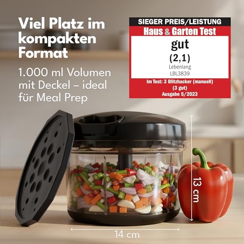 Foto von LEBENLANG Gemüse & Zwiebelschneider - 1L Obst Zerkleinerer manuell