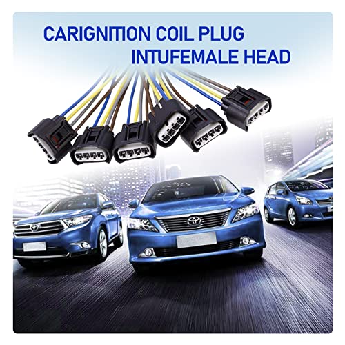Pack Of 6 Ignition Coil Connector, Plug Harness Replacement, High Voltage Package Plug, Compatible With Toyota Camry Corolla Razor Gamma (Black) #TOP2