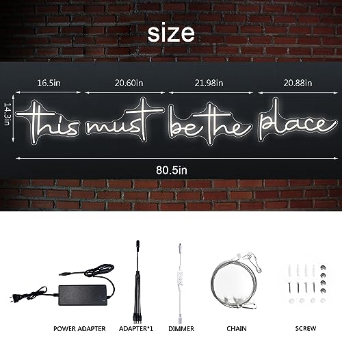 Image of Sunchayi This Must Be The Place Neon Sign 80.5 inch x 14.3 inch Light for Home Bedroom Cafe Bar Hanging Wall Decor Sign Anniversaries Wedding Birthday Backdrop （Super Large Style）