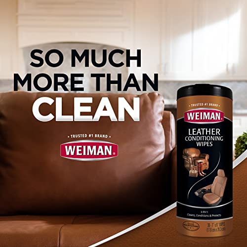 Weiman Leather Wipes - 2 Pack - Clean Condition Uv Protection Help Prevent Cracking Or Fading Of Leather Couches, Car Seats, Shoes, Purses #TOP7