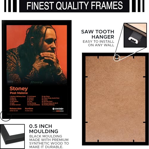 Image of BLINKART Post Malone- Stoney Wall Photo Frames | Wall Art for Bedroom, Living Room, Studio or Office | Album Cover Print with Spotify Song Link QR Code | Gift for Fans - 8x12 In
