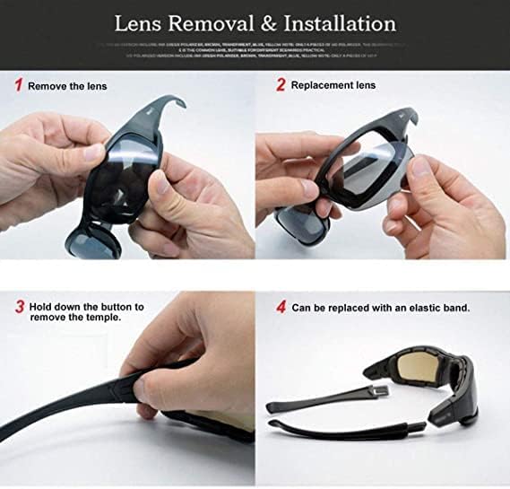 Miniatura 3 de Unifizz X7 - Gafas de sol militares tácticas, lentes polarizadas, unisex, color negro, con kit de 4 lentes para entrenamiento