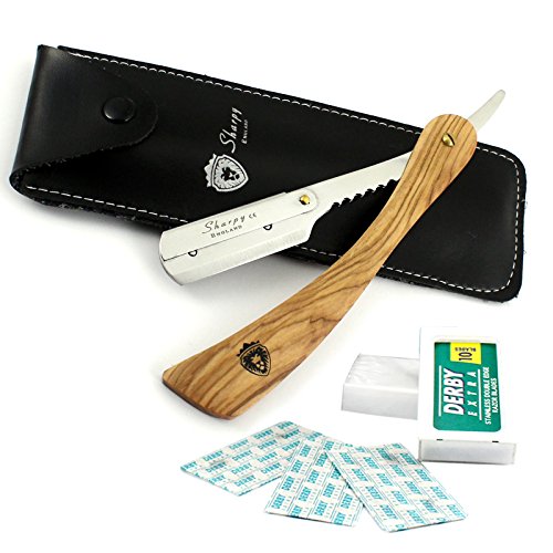 Profesional Corte Recto Garganta – Navaja de peluquería maquinilla de afeitar con mango de madera de Pure (viene con una bolsa de afeitar y cuchillas)