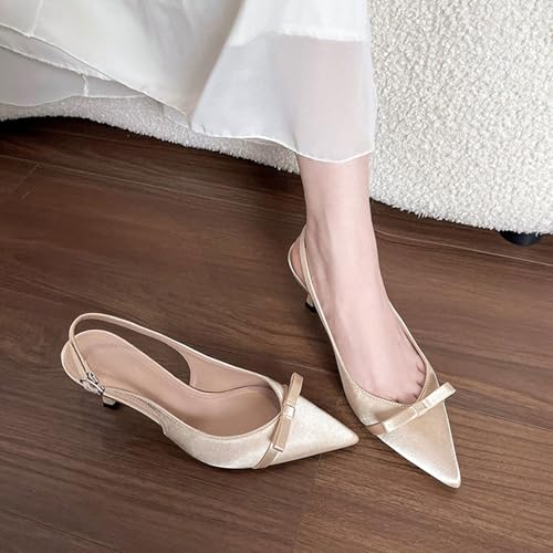 Slingback Heels for Women Closed Pointed Toe Pumps Kitten Heel Wedding Party Dress Shoes4